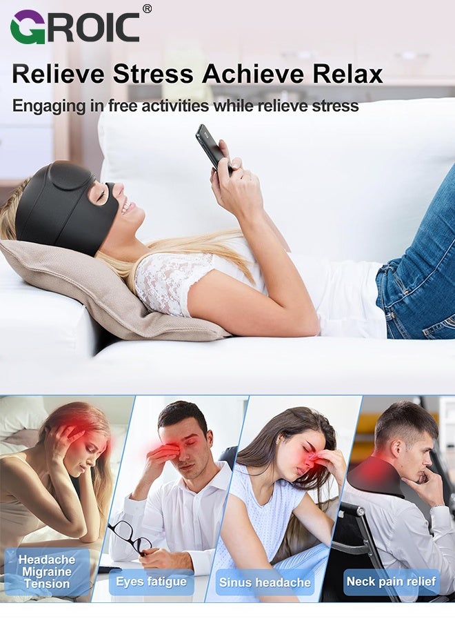 GROIC Migraine Relief Cap with Gel Eye Mask, Headache Relief Cap Ice Head Wrap Hot and Cold Therapy Hat, Gel Ice Cap for Headache Puffy Eyes Sinus and Tension Stress Relief, Face Cold Compress Cooling Gel - Image 5